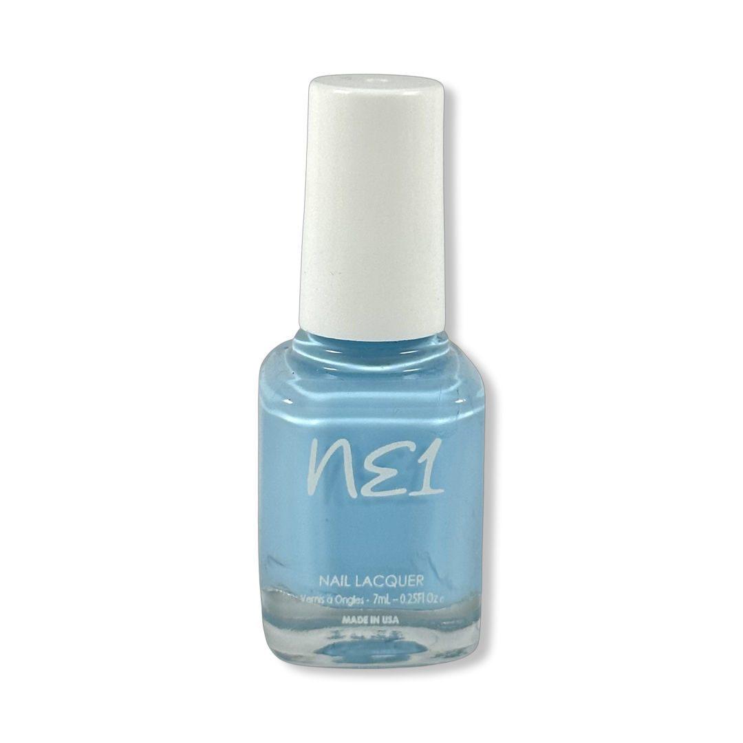 Bottle of Vamos a la Playa, a light blue nail polish