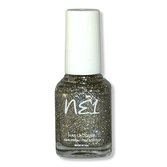 Bottle of You-nique, a silver glitter nail polish