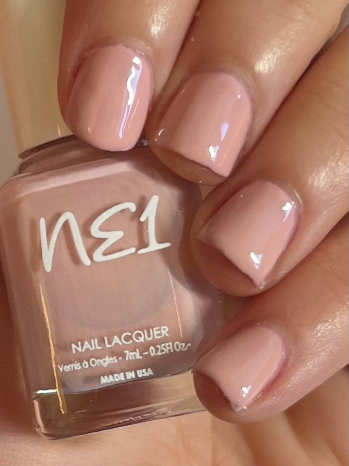 Nail swatch of the Desert Dusk light pink nail polish for NE1 Nail Polish