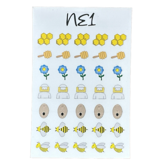 NE1 Nail Polish nail stickers of beekeeping themed icons